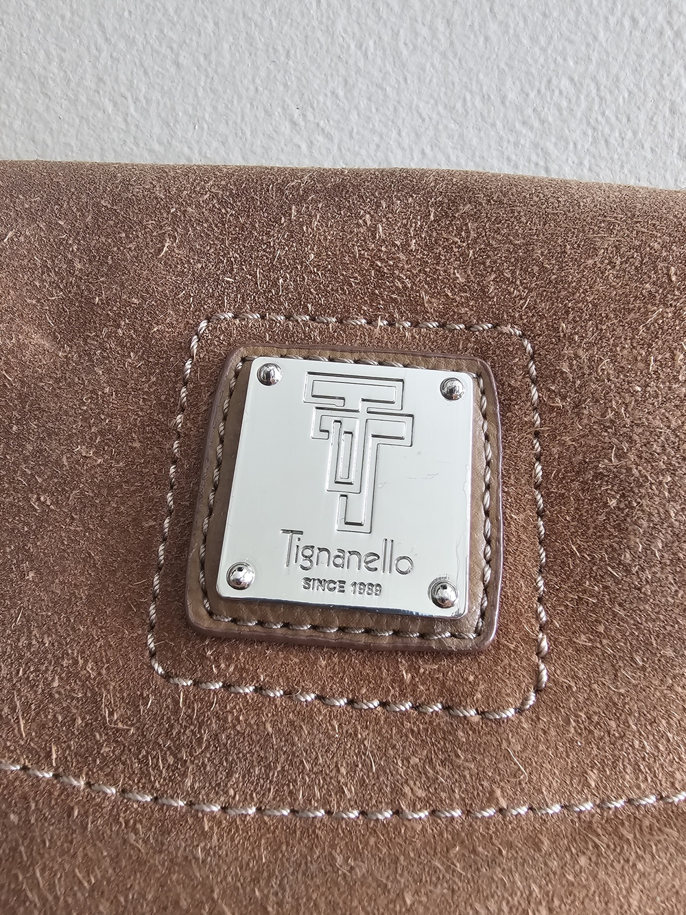 Tignanello Taupe Suede Crossbody Bag - Picture 3 of 7
